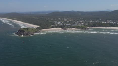 View-from-Above-Of-Cabarita-Beach-And-Norries-Headland-In-NSW,-Australia-On-A-Sunny-Summer-Day