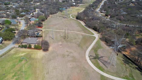 Aerial-footage-of-walk-trail-in-Highland-Village-Texas