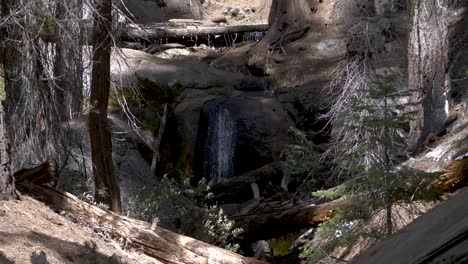 Pequeña-Cascada-En-Cámara-Lenta-Por-El-Sendero-Del-Congreso-En-El-Parque-Nacional-Sequoia