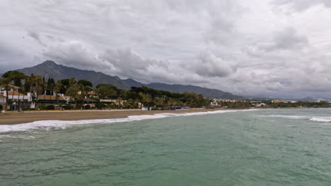 4k-Wide-shot-of-the-beautiful-mountain,-La-Concha,-on-a-cloudy-day-in-Marbella,-Spain
