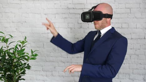 A-businessman-in-a-suit-is-using-a-VR-headset-for-augmented-reality-in-the-virtual-metaverse