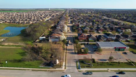 Aerial-footage-flying-over-neighborhood-in-Anna-Texas