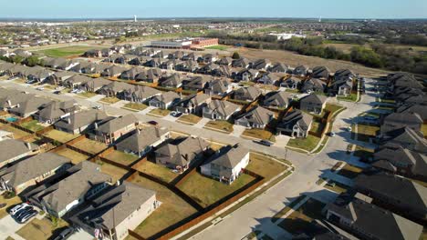Aerial-footage-flying-over-a-neighborhood-in-Anna-Texas