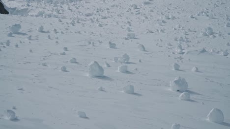 Snow-boulders-left-from-avalanche-in-Norway,-Vatnahalsen