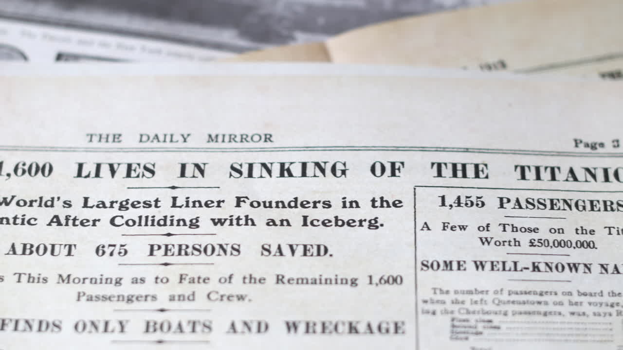 titanic sinking from newspaper