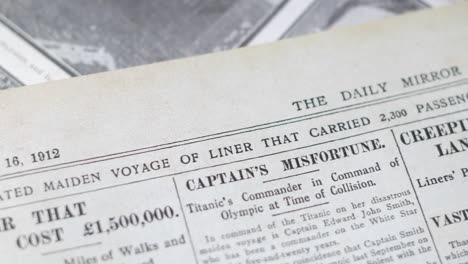 Newspaper-reports-after-the-sinking-of-the-titanic-ship-in-1912-detailing-the-cost-of-the-liner-and-the-captain's-misfortune