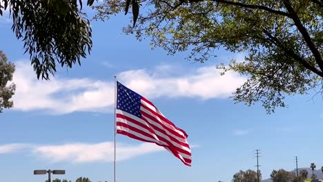 The-USA-national-flag-flapping-in-a-gentle-breeze-on-the-4th-of-July-Independence-Day---slow-motion