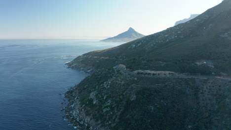 Coastal-Landscape-In-Llandudno-At-Sunrise-In-Cape-Town,-South-Africa---aerial-drone-shot