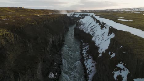Tall-Cliffs-of-Hvita-River-Canyon-in-Southwest-Iceland---Aerial-Flight