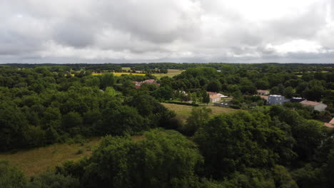 Talmont-Saint-Hilaire-green-and-lush-countryside,-Aerial-panoramic-view