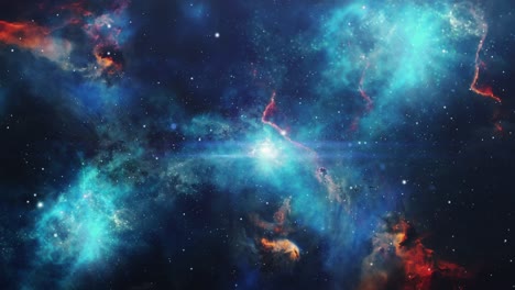 El-Vuelo-El-Campo-De-Estrellas-Y-Las-Nebulosas-Cósmicas-Azules,-El-Universo