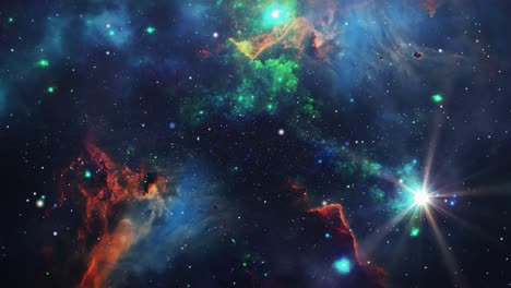 Grüner-Nebel-Und-Heller-Stern-Weltraum,-Das-Große-Universum