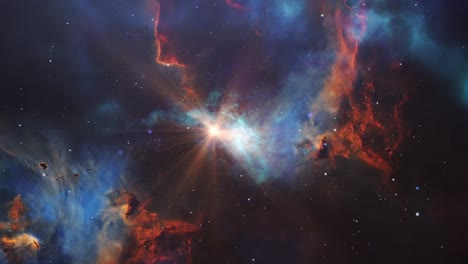 4k-Space-flight-to-Orion-Nebula-and-bright-stars,-the-universe