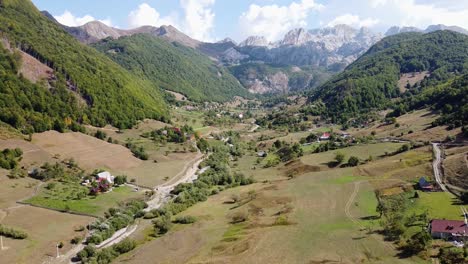 Lepushe-Mountain-Valley-in-North-Albania---Aerial-Forward