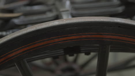 Close-up-of-pinstripes-on-old-carriage-wheel