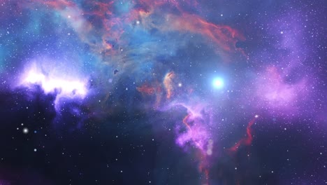 Flying-into-a-beautiful-purple-nebula,-the-universe