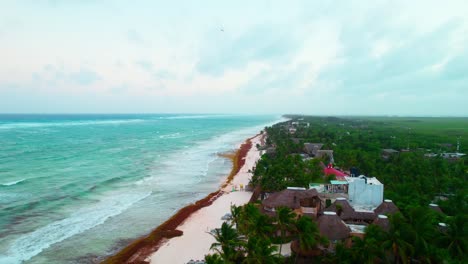 Drone-Footage-Of-Lush-Green-Trees-In-Mexican-Mainland-Near-Tropical-Carribean-Beach