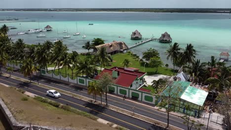 Aerial-View-of-Bacalar-Lagoon-Zoom-In-in-from-Fortress-of-Bacalar