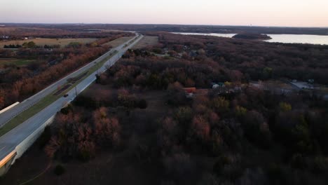 Aerial-footage-flying-along-Village-Parkway