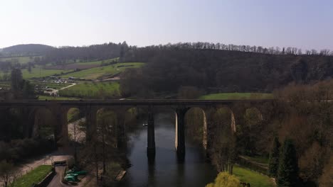 Drone-view-of-the-clecy-viaduct-on-a-sunny-day