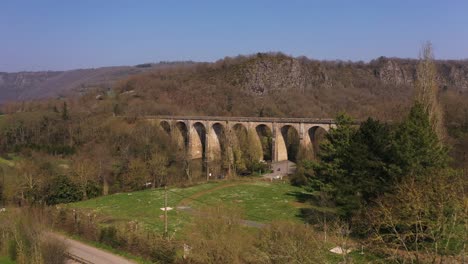 Drone-shot-of-clecy-viaduct-in-normandy-on-a-beautiful-day