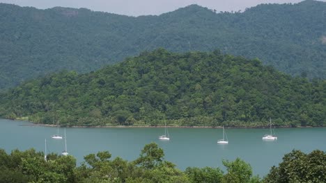 ocean-with-yachts-and-lush-hills-with-rainforest-on-Koh-Chang-Island
