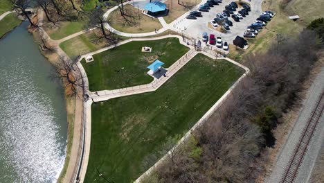 Aerial-footage-of-the-K-9-Kastle-dog-park-in-Highland-Village-Texas