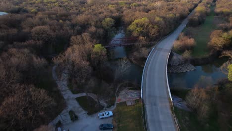 Aerial-footage-of-the-Old-Alton-Bridge-in-Lantana-Texas