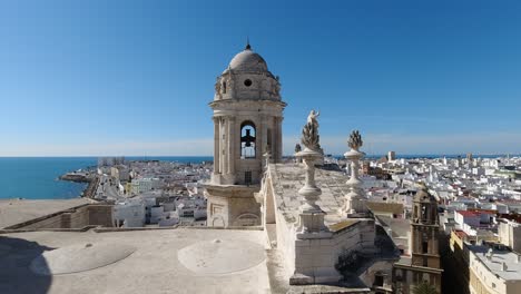 Panoramic-view-over-Cadiz-city-in-Spain-from-top-of-Cathedral