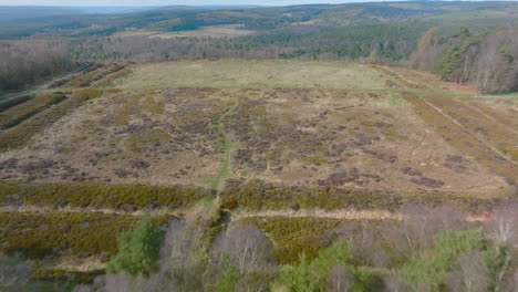 CAWTHORNE-Roman-Camp,-Pickering-,-Aerial-Footage,-North-York-moors-National-Park,-Fast-push-forward-to-roman-camp-earthworks