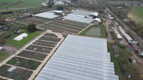 Flower-and-plant-Nursery-plant-wholesale-Essex-England-overhead-aerial-drone-footage