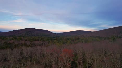 Aerial-drone-video-footage-of-a-beautiful-calm-late-autumn-evening-in-the-Appalachian-mountains