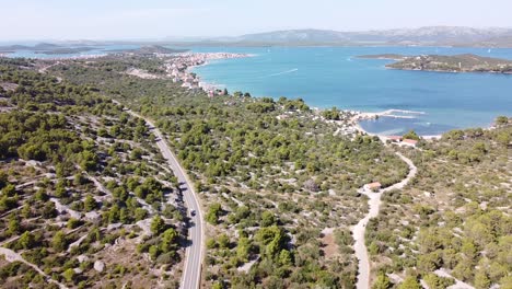Overhead-Drohne-Blick-Auf-Die-Insel-Murter-Kornati-In-Dalmatien,-Kroatien