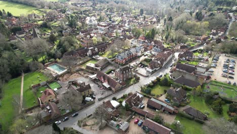 Shere-Surrey-UK-quaint-English-Village-high-aerial-drone-4K-footage