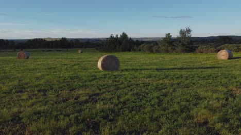 Bales-in-green-field-circling-Alberta-Canada