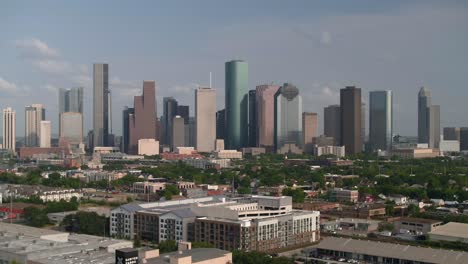 Drone-view-of-downtown-Houston-cityscape