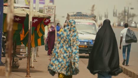 Two-Arican-Muslim-Women-Wearing-Hijab-in-the-Street---Lomé,-Togo
