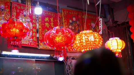 Chinese-red-lantern-illuminated-at-night