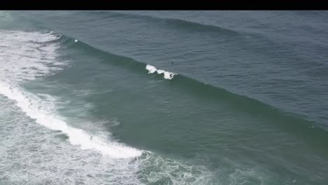 Man-surfer-surfing-perfect-ocean-waves-drone-aerial-shot