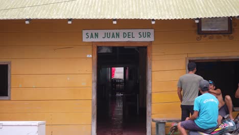 Vintage-Schild,-Straßenschild-San-Juan-Sur-Streets,-Nicaragua,-Nicaraguanisches-Dorf,-Küste,-Armut,-Managua
