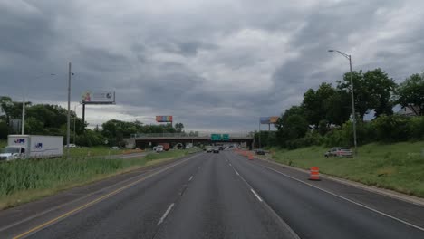 Cloudy-weather-POV-driving-on-the-American-highway-of-Chicago