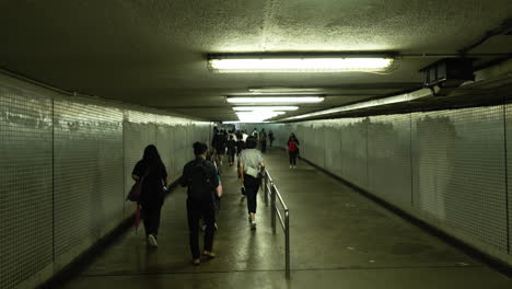 Chinese-city-cross-road-underground-pedestrian-walking