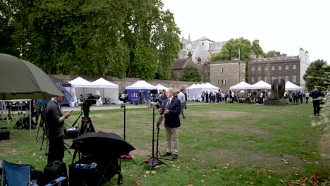 View-Across-Abingdon-Street-Gardens-Of-Media-Tents-Covering-UK's-Next-Prime-Minister-On-5-Sept-2022