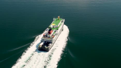 Aerial-shot-of-a-Caledonian-Macbrayne-ferry-sailing-to-the-Isle-of-Mull