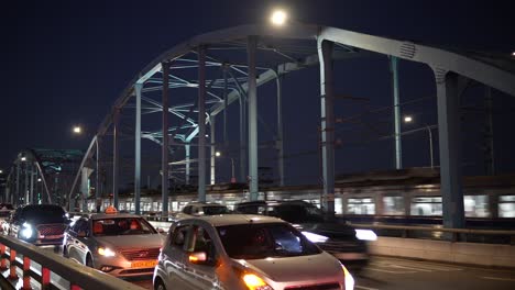 Line-of-cars-stuck-in-traffic-jam-on-Dongjak-bridge