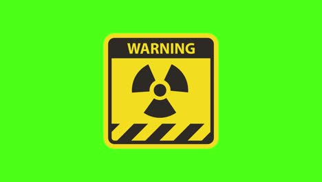 2D-Warnung-Vor-Strahlungsgefahr-Animierte-Quadratische-Schwarze-Und-Gelbe-Schilder