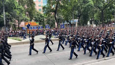 slow-motion-shot-of-the-body-of-swordsmen-of-the-mexican-army-during-parade