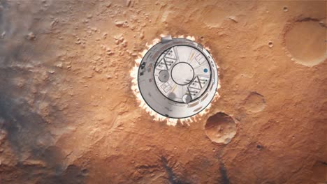 Space-Capsule-Descending-to-the-Surface-of-Mars,-the-Red-Planet