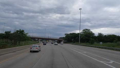 Driving-POV:-on-the-highway-of-Chicago,-Illinois