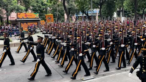 slow-motion-shot-of-the-corps-of-the-exploration-platoon-of-the-mexican-army-during-the-independence-day-parade